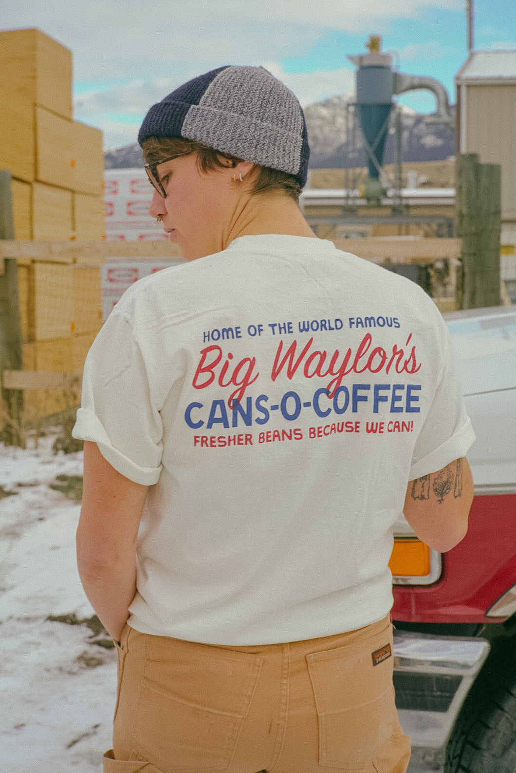 WORLD FAMOUS BIG WAYLOR’S CANS-O-COFFEE TEE